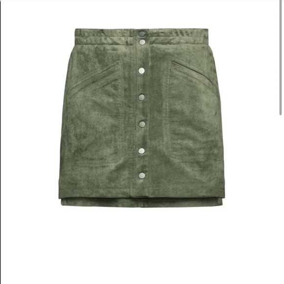 BCBGMaxAzria Aiden XXS Faux Suede Mini Skirt Button - Picture 5 of 8